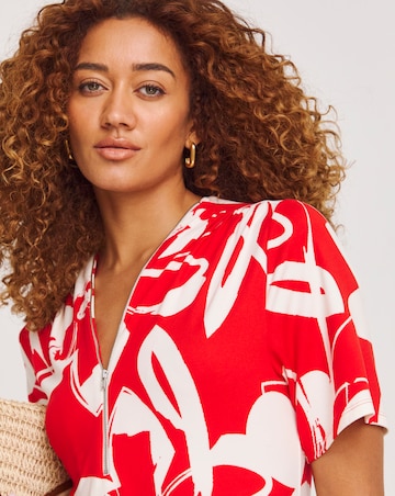 Soft Touch Midi Dress With Zip Front