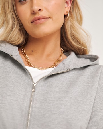 Grey Marl Zip Through Hoodie