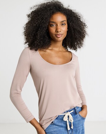 Mocha Supersoft Scoop Neck Top