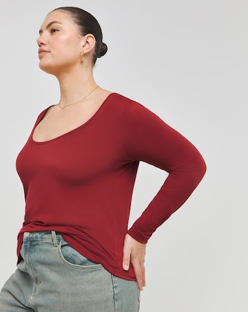 Red Supersoft Scoop Neck Top