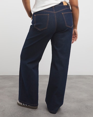 Indigo Contrast Stitch Wide Leg Jeans