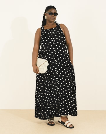 Simply Be Spot Print Crinkle Trazepe Maxi Dress
