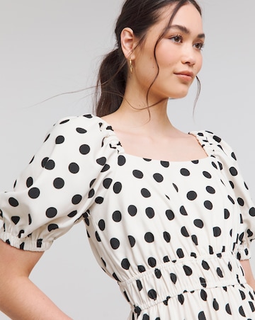 Flounce London Ivory Crepe Spotted Midaxi Dress