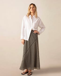 Ro&amp;Zo Bias Stripe Maxi Skirt