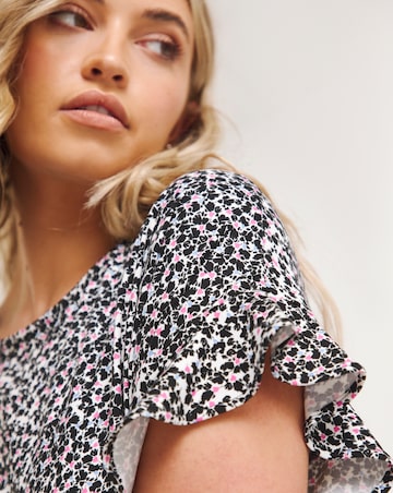 Ditsy Print Supersoft Frill Smock Dress