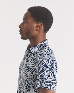Short Sleeve Revere Collar Print Shirt