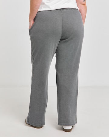 Simply Be Grey Acid Wash Waffle Wide Leg Joggers