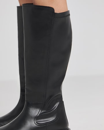 Perry Stretch Back Flat Knee High Boots - Extra Wide Fit (EEE) & Curvy Plus Calf