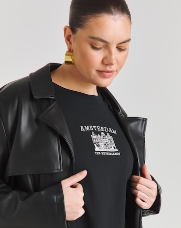 Black Amsterdam Embroidered Oversized T-Shirt