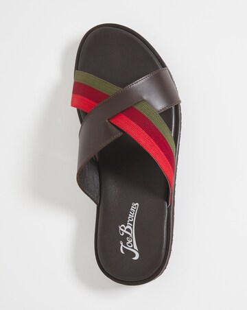 Joe Browns Leather Slide With Stipe Detail Wide Fit