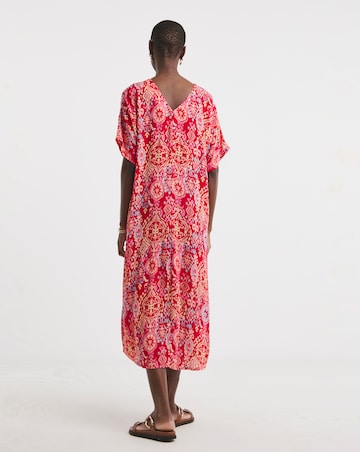 Textured Crinkle Overhead Midi Kaftan Dress