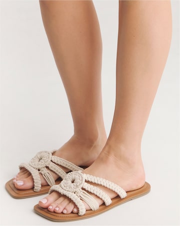 Macrame Woven Mule Flat Sandals - Extra Wide Fit (EEE)