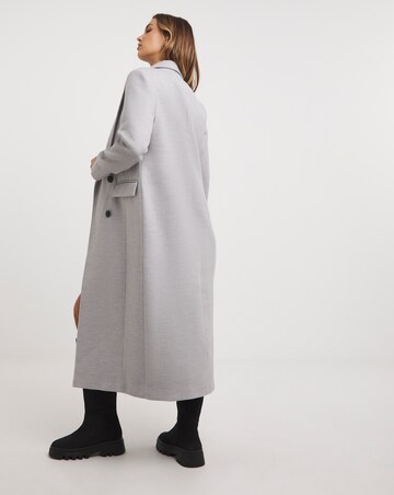 Grey Column Maxi Faux Wool Coat