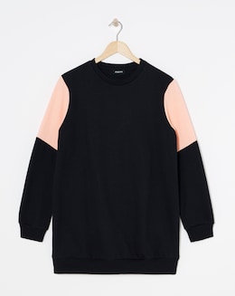 Black and Peach Colourblock Sweatshirt