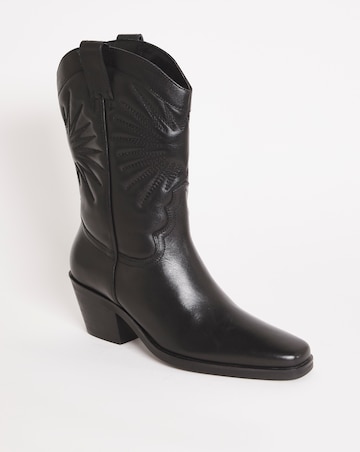 Maeve Leather Embroidered Western Cowboy Boots - Wide Fit (E) & Standard Calf