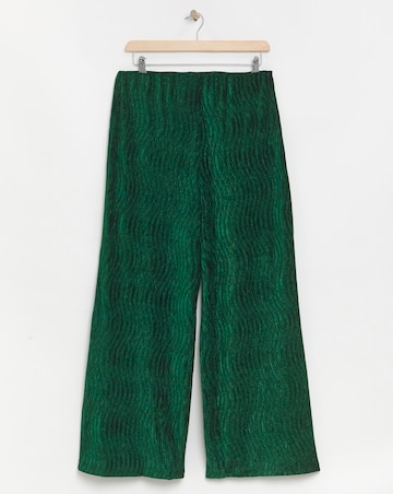Emerald Velvet Crinkle Wide Leg Trousers