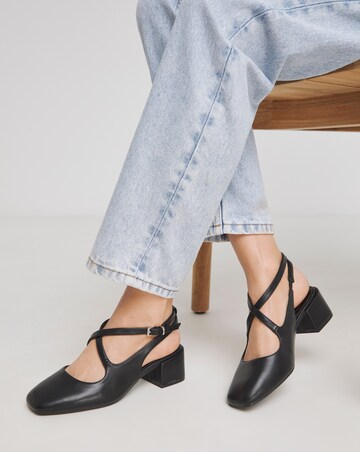 Uma Cross Strap Mary Jane Slingback Shoes - Wide Fit (E)