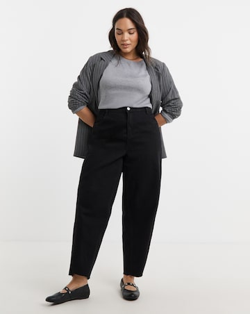 Simply Be Black Barrel Leg Jean