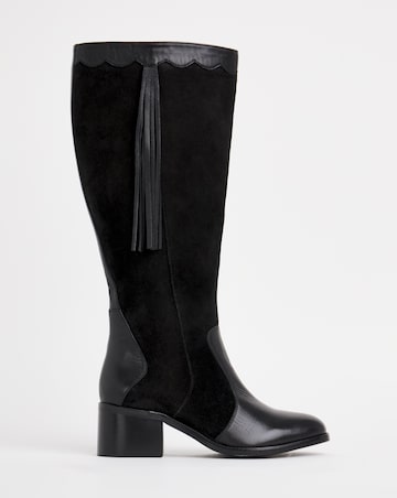 Joe Browns Black Suede Knee High Boot -Wide Fit (E) & Standard Calf