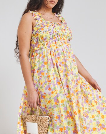 Simply Be Floral Print Shirred Midi Sundress