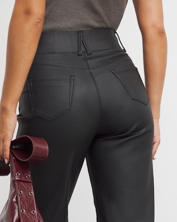 Black Coated Pull On Wide Leg Jeggings