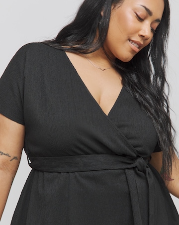 Black Jersey Cheesecloth Wrap Top
