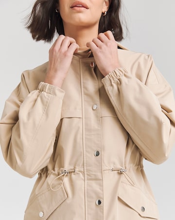 Simply Be Stone Hooded Waisted Parka