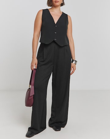Pinstripe Ponte Wide Leg Trousers