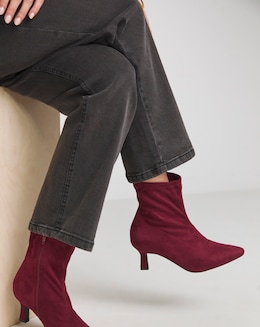 Ally Kitten Heel Sock Boot - Extra Wide Fit (EEE)