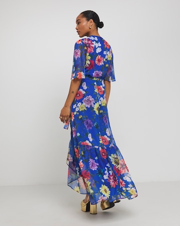 Hope & Ivy Lydia V- Neck Ruffled Skirt Maxi Dress
