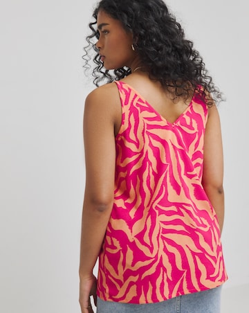 Orange and Pink Zebra Print V Neck Cami