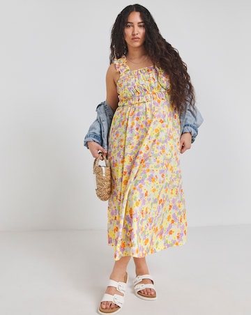 Simply Be Floral Print Shirred Midi Sundress