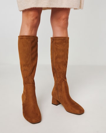 Demi Knee Kigh Heeled Boot - Extra Wide Fit (EEE) & Standard/Curvy Calf
