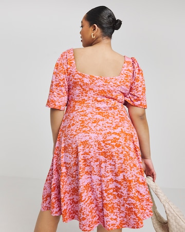 Simply Be Ditsy Floral Supersoft Jersey Knot Front Skater Dress
