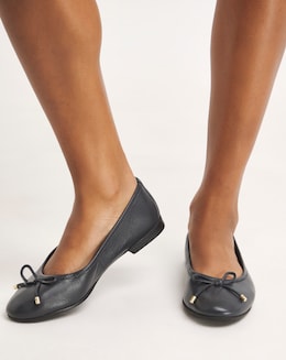 Talia Leather Ballerina Shoes - Wide Fit (E)