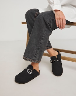 Franny Closed Toe House Shoe With Buckle Detail - Extra Wide Fit (EEE)