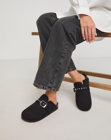 Franny Closed Toe House Shoe With Buckle Detail - Extra Wide Fit (EEE)