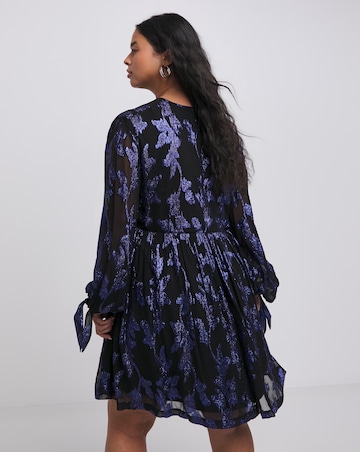 Blue/Black Jacquard Smock Dress