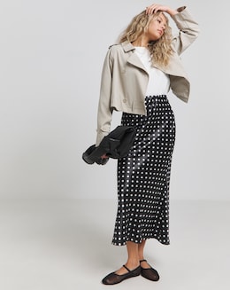 Simply Be Polka Dot Satin Midaxi Skirt
