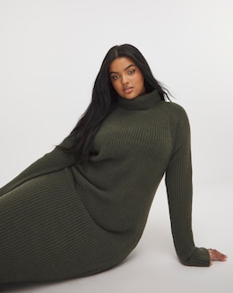 Nobody's Child Rib Roll Neck Midi Dress