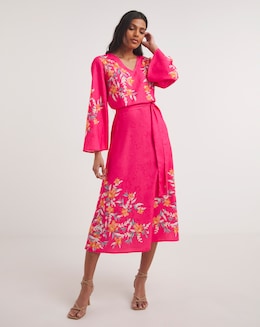 Raishma Studio Floral Print Tie-Front Midi Dress