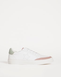 Lace Trainer with Star Detail E Fit