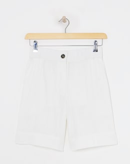 White Linen Bermuda Shorts
