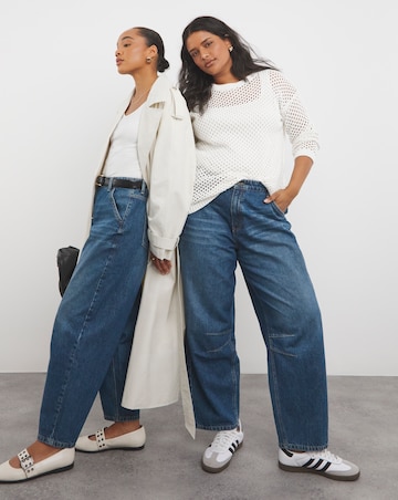 Mid Wash Barrel Leg Jeans