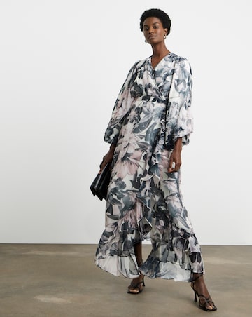 Joanna Hope Maxi Wrap Dress With Ruffles