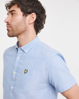 Lyle &amp; Scott Short Short Sleeve Blue Oxford Shirt