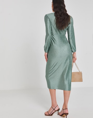 Simply Be Duck Egg Premium Plisse Twist Front Midaxi Dress