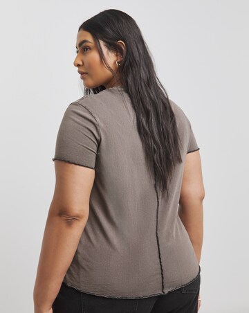 Acid Wash Contrast Seam Detail Top