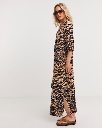 Printed Textured Fabric Kaftan Dress