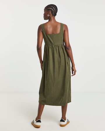 Khaki Cargo Utility Midi Dress